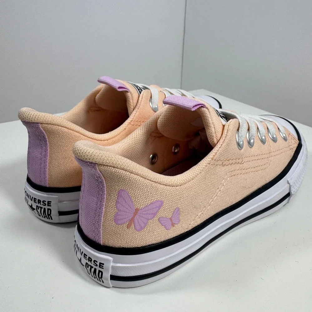 Converse Chuck Taylor All Star Low Top Kids Size 13 Peach Purple Butterfly